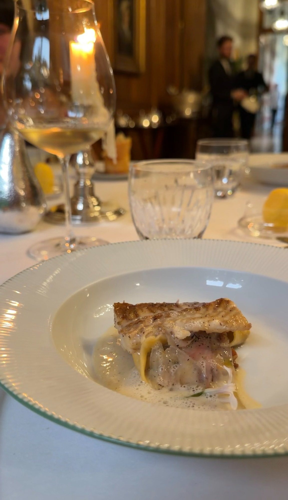 Crisp-skinned fish in a pale cream sauce at Le Clarence